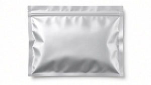 Bolsa metalizada plana 10x15 cm con cierre zipper, vista frontal