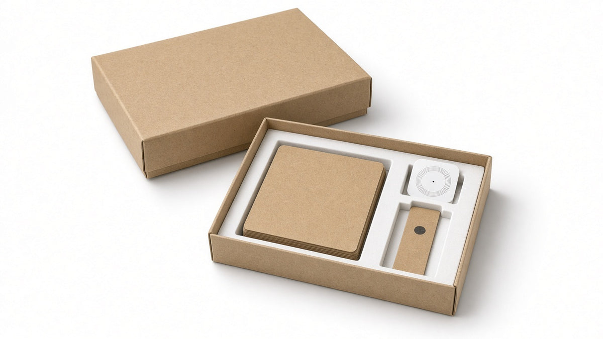 Kit demo RFID NFC: caja con etiquetas sin imprimir