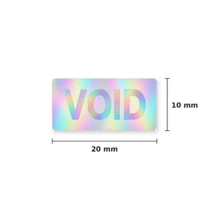 Medidas del sello VOID: 20 mm por 10 mm