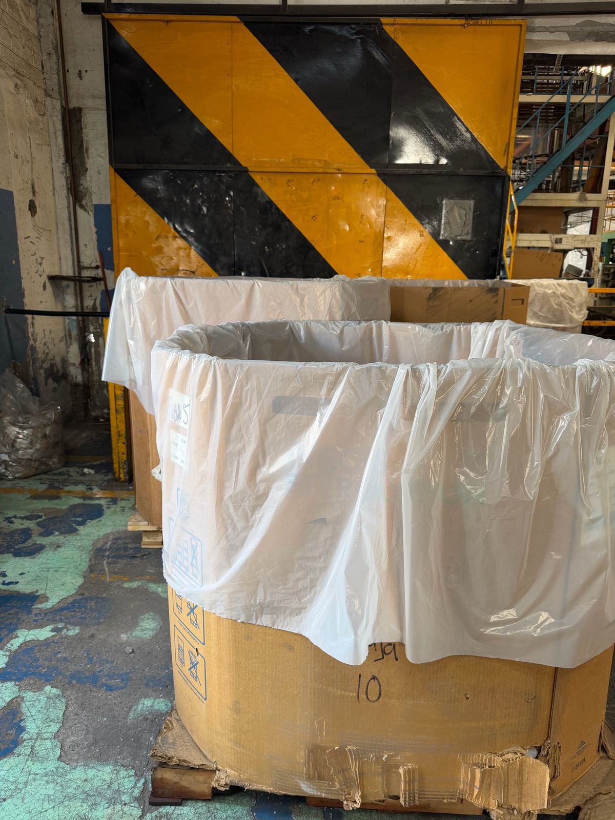 Gaylord bags placed in cardboard containers
